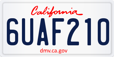 CA license plate 6UAF210