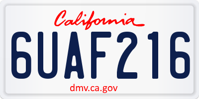 CA license plate 6UAF216
