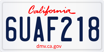 CA license plate 6UAF218