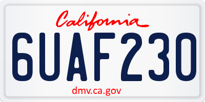 CA license plate 6UAF230
