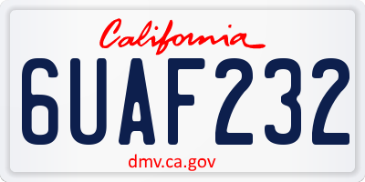 CA license plate 6UAF232