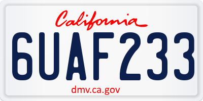CA license plate 6UAF233