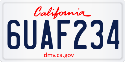 CA license plate 6UAF234