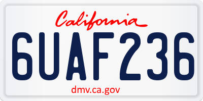 CA license plate 6UAF236