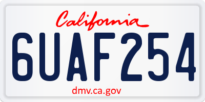 CA license plate 6UAF254