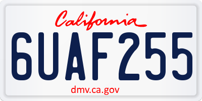 CA license plate 6UAF255