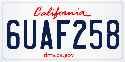 CA license plate 6UAF258