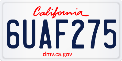 CA license plate 6UAF275
