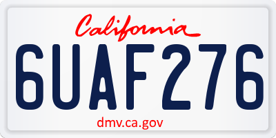 CA license plate 6UAF276
