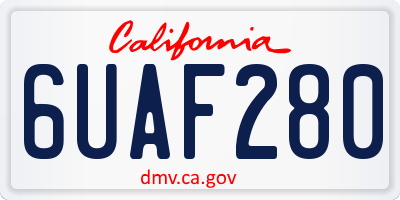 CA license plate 6UAF280