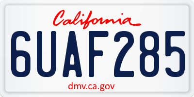 CA license plate 6UAF285