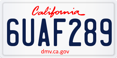 CA license plate 6UAF289
