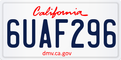CA license plate 6UAF296
