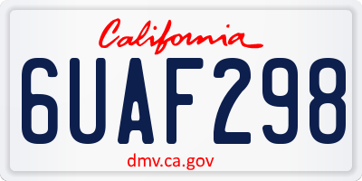 CA license plate 6UAF298