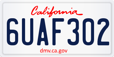 CA license plate 6UAF302