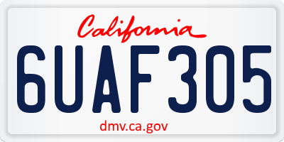 CA license plate 6UAF305