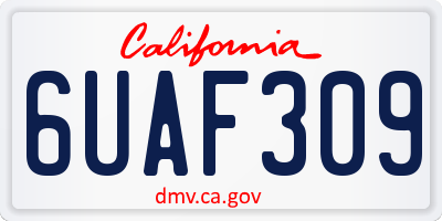 CA license plate 6UAF309