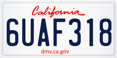 CA license plate 6UAF318
