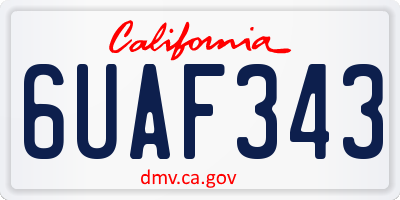 CA license plate 6UAF343