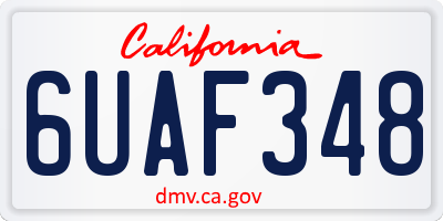 CA license plate 6UAF348