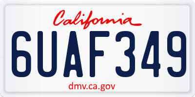 CA license plate 6UAF349