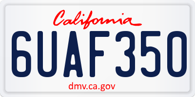 CA license plate 6UAF350