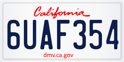 CA license plate 6UAF354