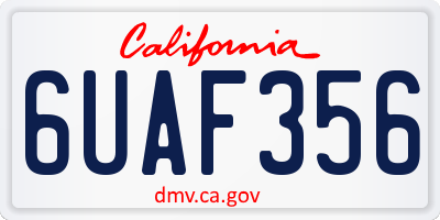 CA license plate 6UAF356