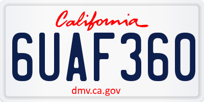 CA license plate 6UAF360