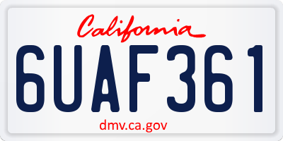 CA license plate 6UAF361