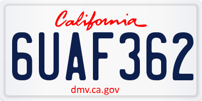 CA license plate 6UAF362