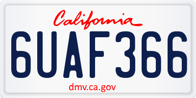 CA license plate 6UAF366