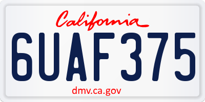CA license plate 6UAF375