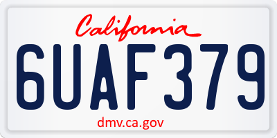 CA license plate 6UAF379