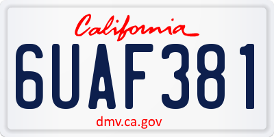 CA license plate 6UAF381