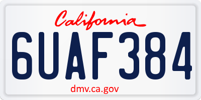 CA license plate 6UAF384