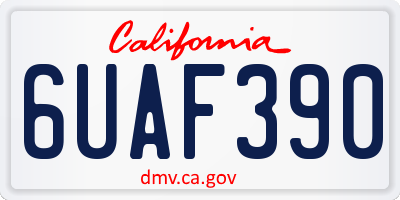 CA license plate 6UAF390