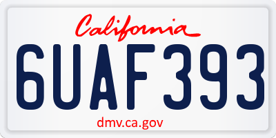 CA license plate 6UAF393