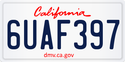 CA license plate 6UAF397