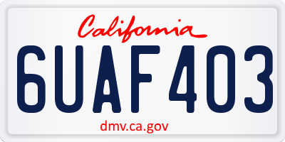 CA license plate 6UAF403