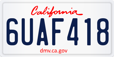CA license plate 6UAF418