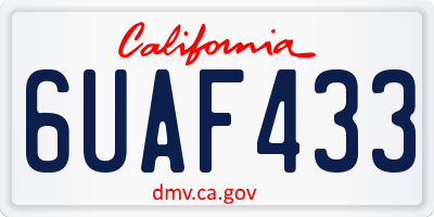 CA license plate 6UAF433