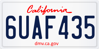 CA license plate 6UAF435