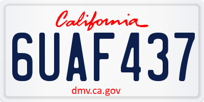 CA license plate 6UAF437