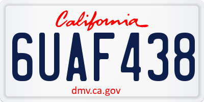 CA license plate 6UAF438