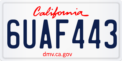 CA license plate 6UAF443