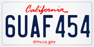 CA license plate 6UAF454