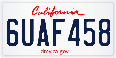 CA license plate 6UAF458