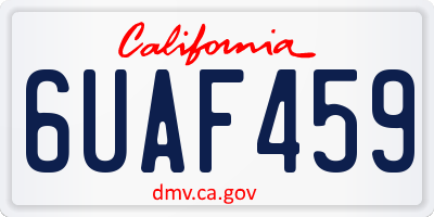CA license plate 6UAF459