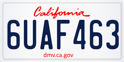 CA license plate 6UAF463